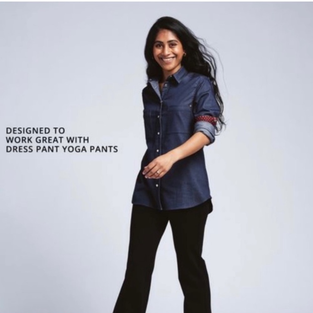 Betabrand Navy Button Down Shirt